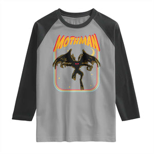 Retro Mothman Raglan Shirt Vintage Comicbook Style Cryptid Lore Cryptozoology TS10 Sport Gray Black Print Your Wear