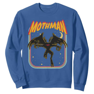 Retro Mothman Sweatshirt Vintage Comicbook Style Cryptid Lore Cryptozoology TS10 Royal Blue Print Your Wear