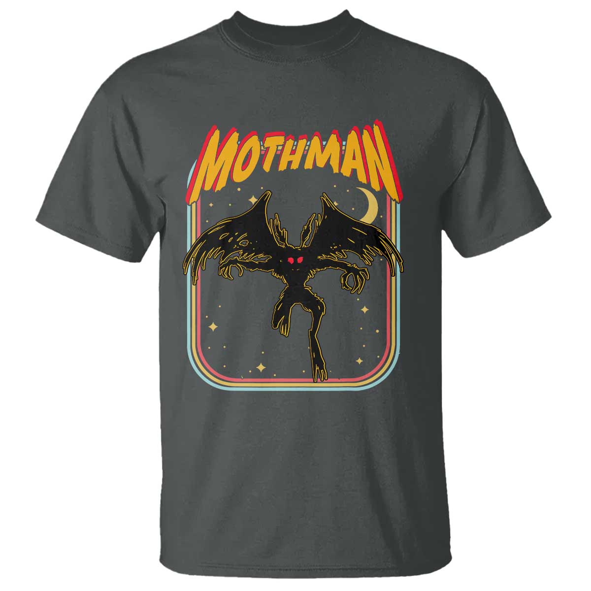 Retro Mothman T Shirt Vintage Comicbook Style Cryptid Lore Cryptozoology TS10 Dark Heather Print Your Wear