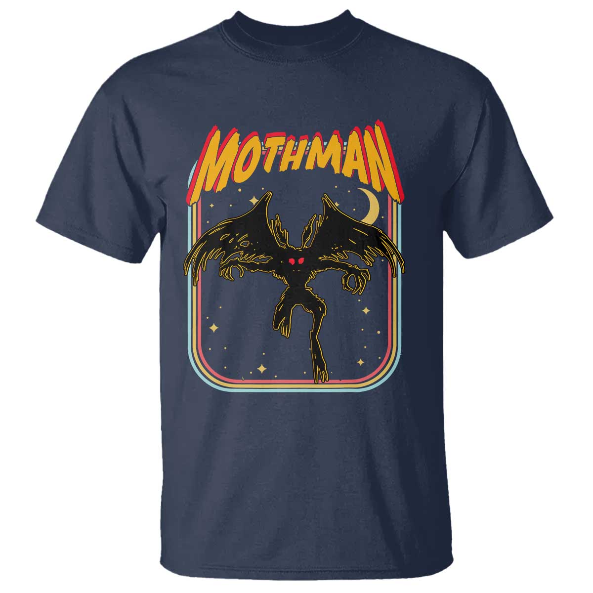 Retro Mothman T Shirt Vintage Comicbook Style Cryptid Lore Cryptozoology TS10 Navy Print Your Wear