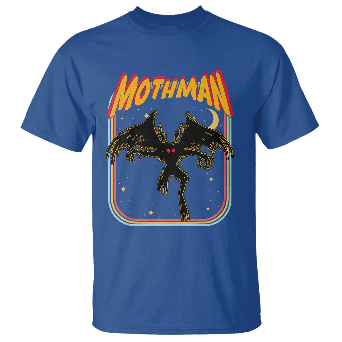 Retro Mothman T Shirt Vintage Comicbook Style Cryptid Lore Cryptozoology TS10 Royal Blue Print Your Wear