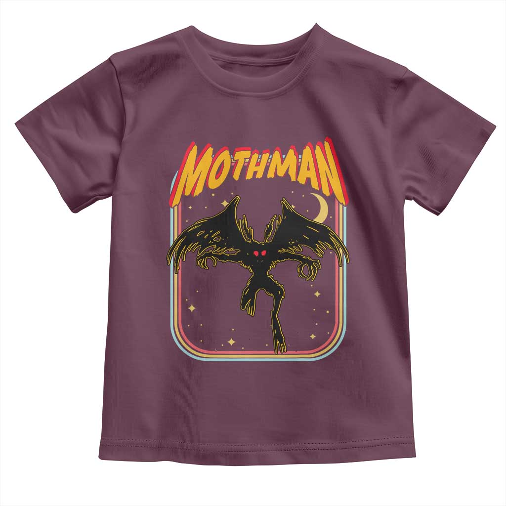 Retro Mothman Toddler T Shirt Vintage Comicbook Style Cryptid Lore Cryptozoology TS10 Maroon Print Your Wear