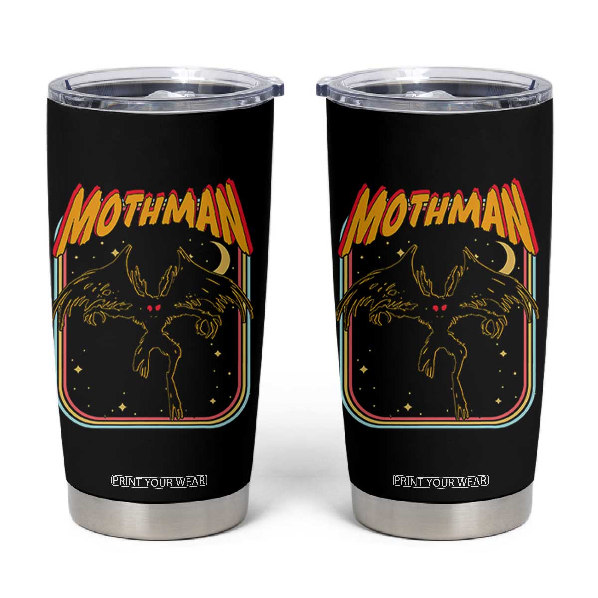 Retro Mothman Tumbler Cup Vintage Comicbook Style Cryptid Lore Cryptozoology TS10 Black Print Your Wear