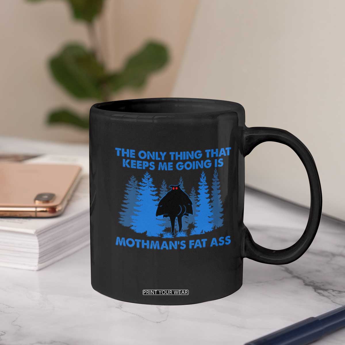 Funny Mothman Fat Ass Coffee Mug Vintage Cryptid Funny Moth Man Meme TS10 Print Your Wear