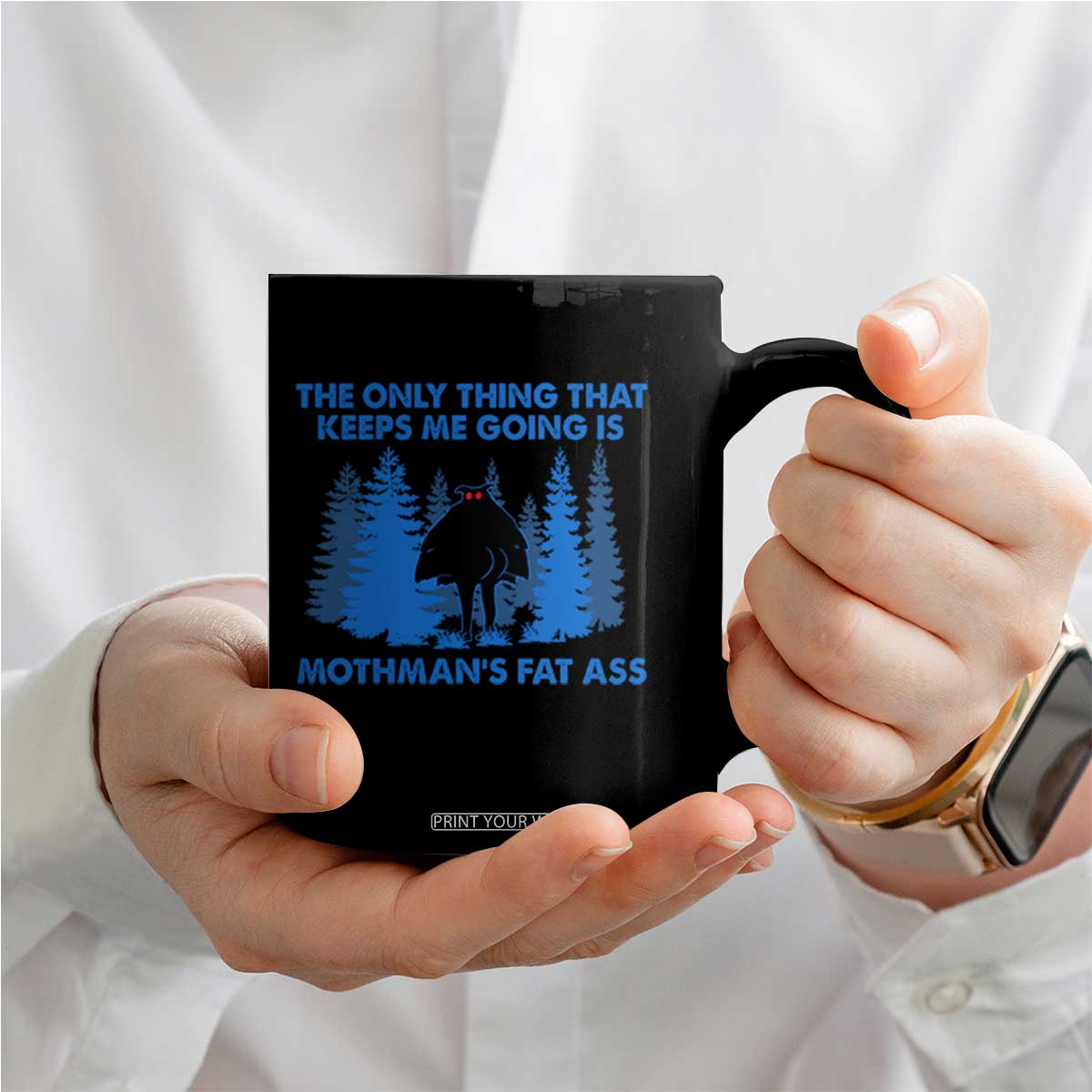 Funny Mothman Fat Ass Coffee Mug Vintage Cryptid Funny Moth Man Meme TS10 Print Your Wear