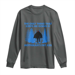Funny Mothman Fat Ass Long Sleeve Shirt Vintage Cryptid Funny Moth Man Meme TS10 Dark Heather Print Your Wear