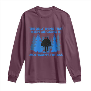 Funny Mothman Fat Ass Long Sleeve Shirt Vintage Cryptid Funny Moth Man Meme TS10 Maroon Print Your Wear