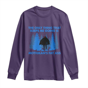Funny Mothman Fat Ass Long Sleeve Shirt Vintage Cryptid Funny Moth Man Meme TS10 Purple Print Your Wear