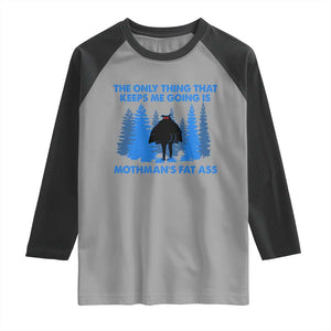 Funny Mothman Fat Ass Raglan Shirt Vintage Cryptid Funny Moth Man Meme TS10 Sport Gray Black Print Your Wear