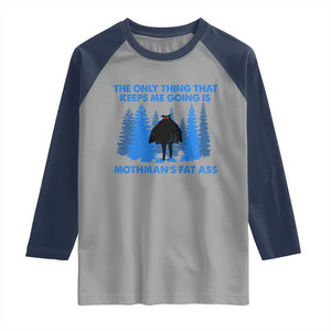 Funny Mothman Fat Ass Raglan Shirt Vintage Cryptid Funny Moth Man Meme TS10 Sport Gray Navy Print Your Wear