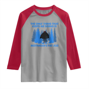 Funny Mothman Fat Ass Raglan Shirt Vintage Cryptid Funny Moth Man Meme TS10 Sport Gray Red Print Your Wear