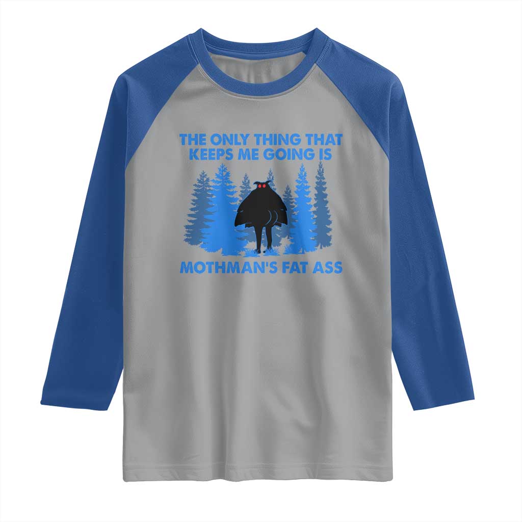 Funny Mothman Fat Ass Raglan Shirt Vintage Cryptid Funny Moth Man Meme TS10 Sport Gray Royal Print Your Wear
