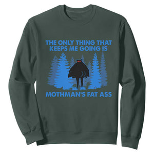 Funny Mothman Fat Ass Sweatshirt Vintage Cryptid Funny Moth Man Meme TS10 Dark Forest Green Print Your Wear