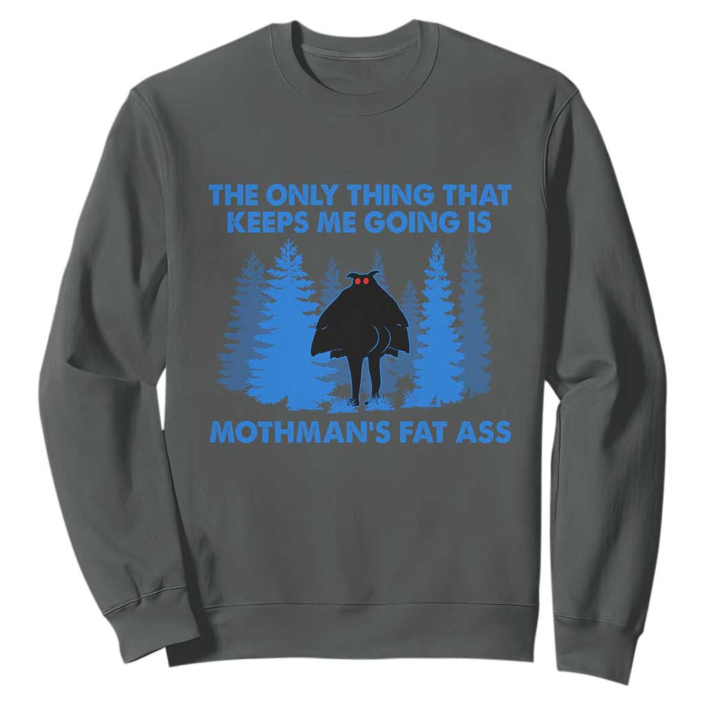 Funny Mothman Fat Ass Sweatshirt Vintage Cryptid Funny Moth Man Meme TS10 Dark Heather Print Your Wear
