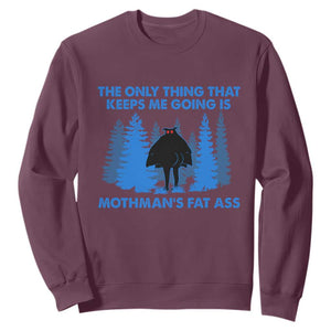 Funny Mothman Fat Ass Sweatshirt Vintage Cryptid Funny Moth Man Meme TS10 Maroon Print Your Wear