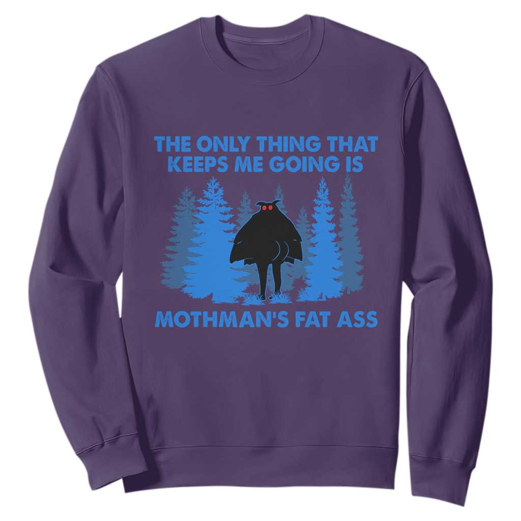 Funny Mothman Fat Ass Sweatshirt Vintage Cryptid Funny Moth Man Meme TS10 Purple Print Your Wear
