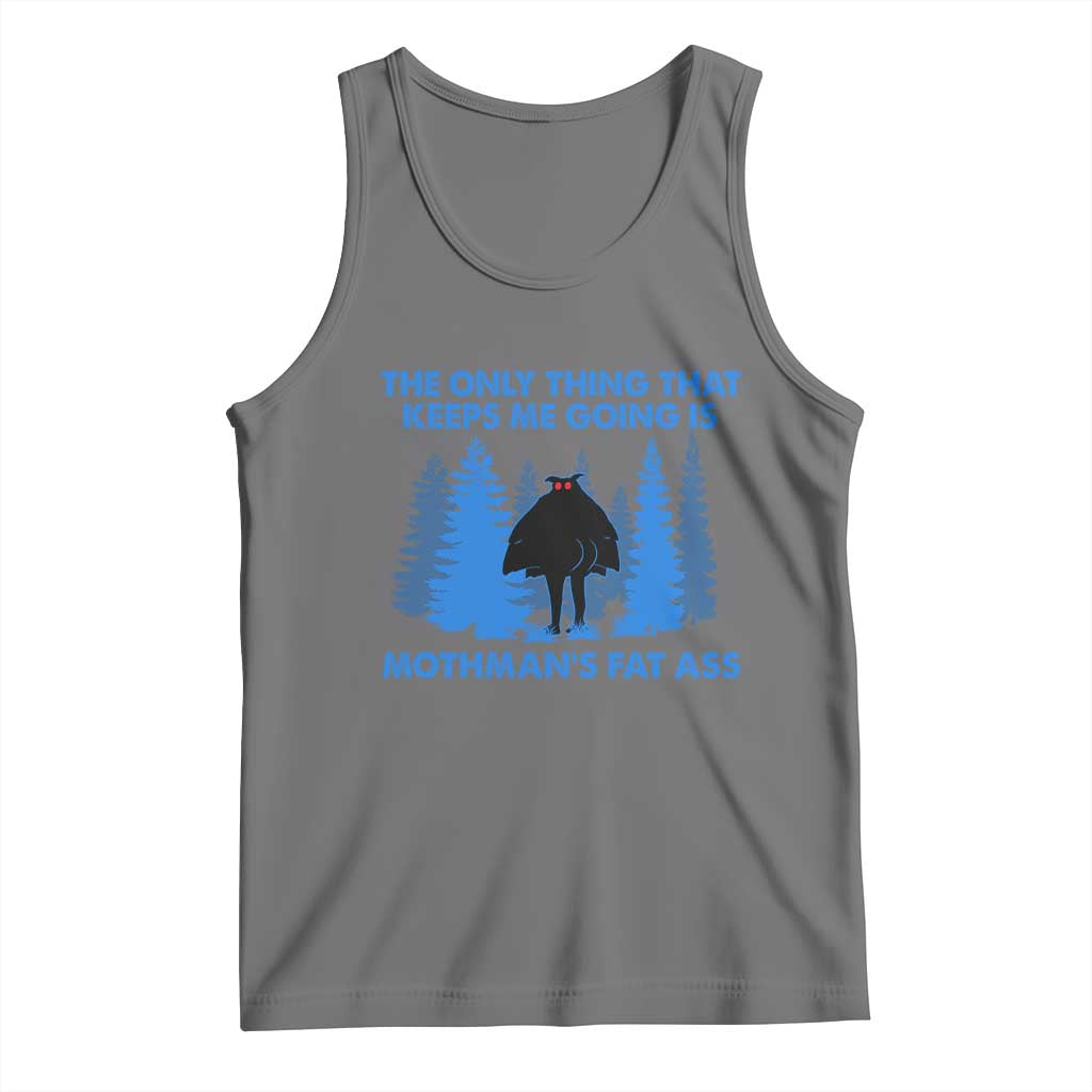 Funny Mothman Fat Ass Tank Top Vintage Cryptid Funny Moth Man Meme TS10 Black Heather Print Your Wear