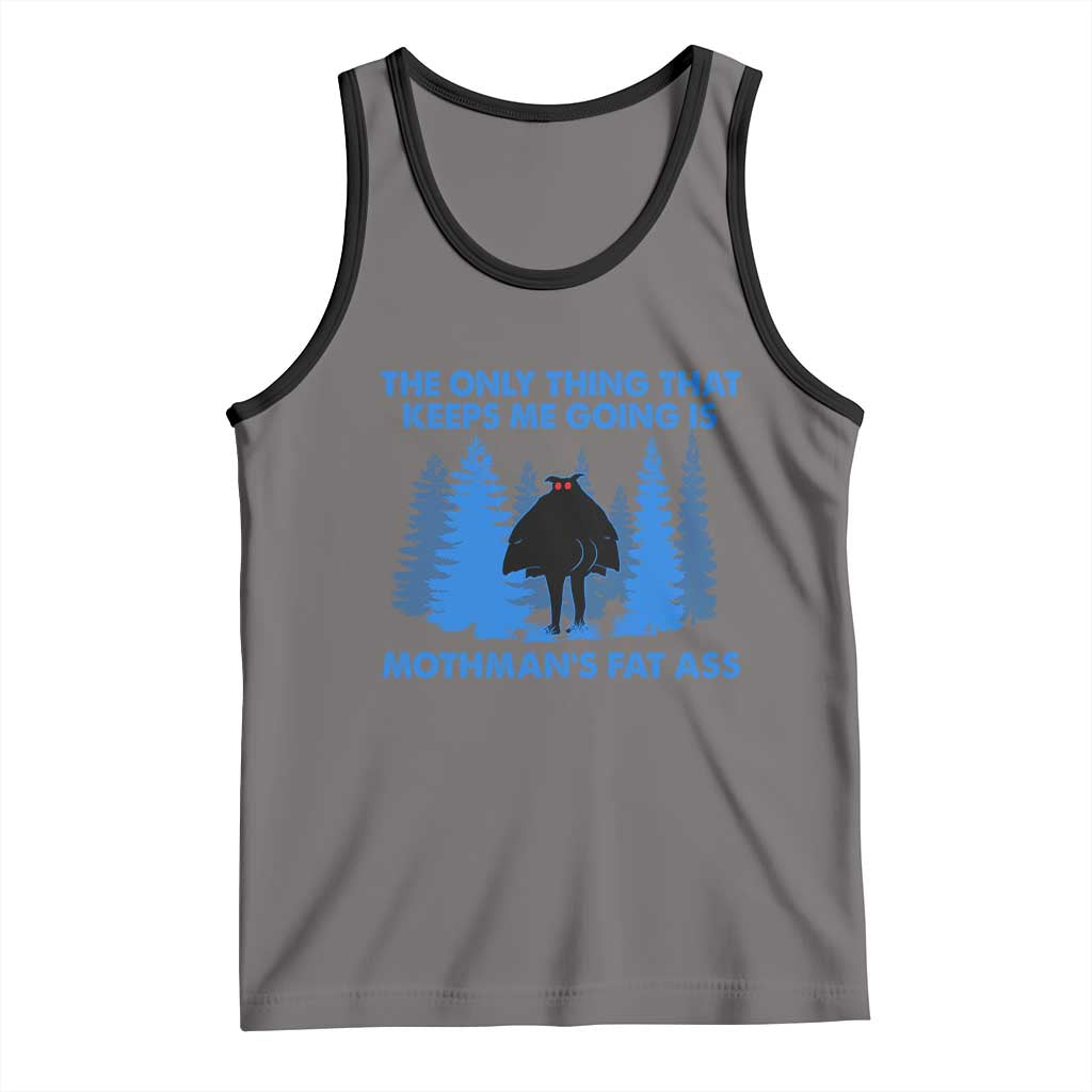 Funny Mothman Fat Ass Tank Top Vintage Cryptid Funny Moth Man Meme TS10 Deep Heather Black Print Your Wear
