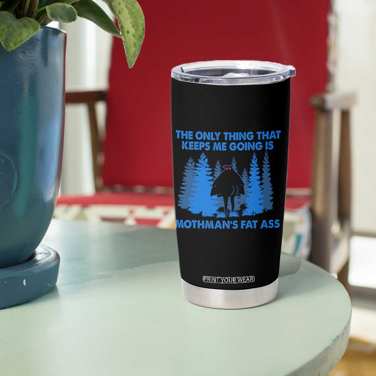 Funny Mothman Fat Ass Tumbler Cup Vintage Cryptid Funny Moth Man Meme TS10 Print Your Wear