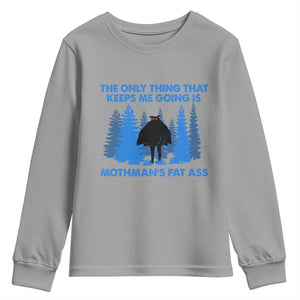 Funny Mothman Fat Ass Youth Sweatshirt Vintage Cryptid Funny Moth Man Meme TS10 Sport Gray Print Your Wear