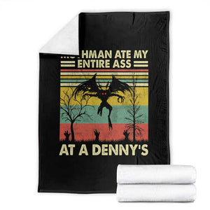Funny Mothman Eat My Entire Ass Throw Blanket Vintage Cryptid Funny Mothman Meme - Print Your Wear