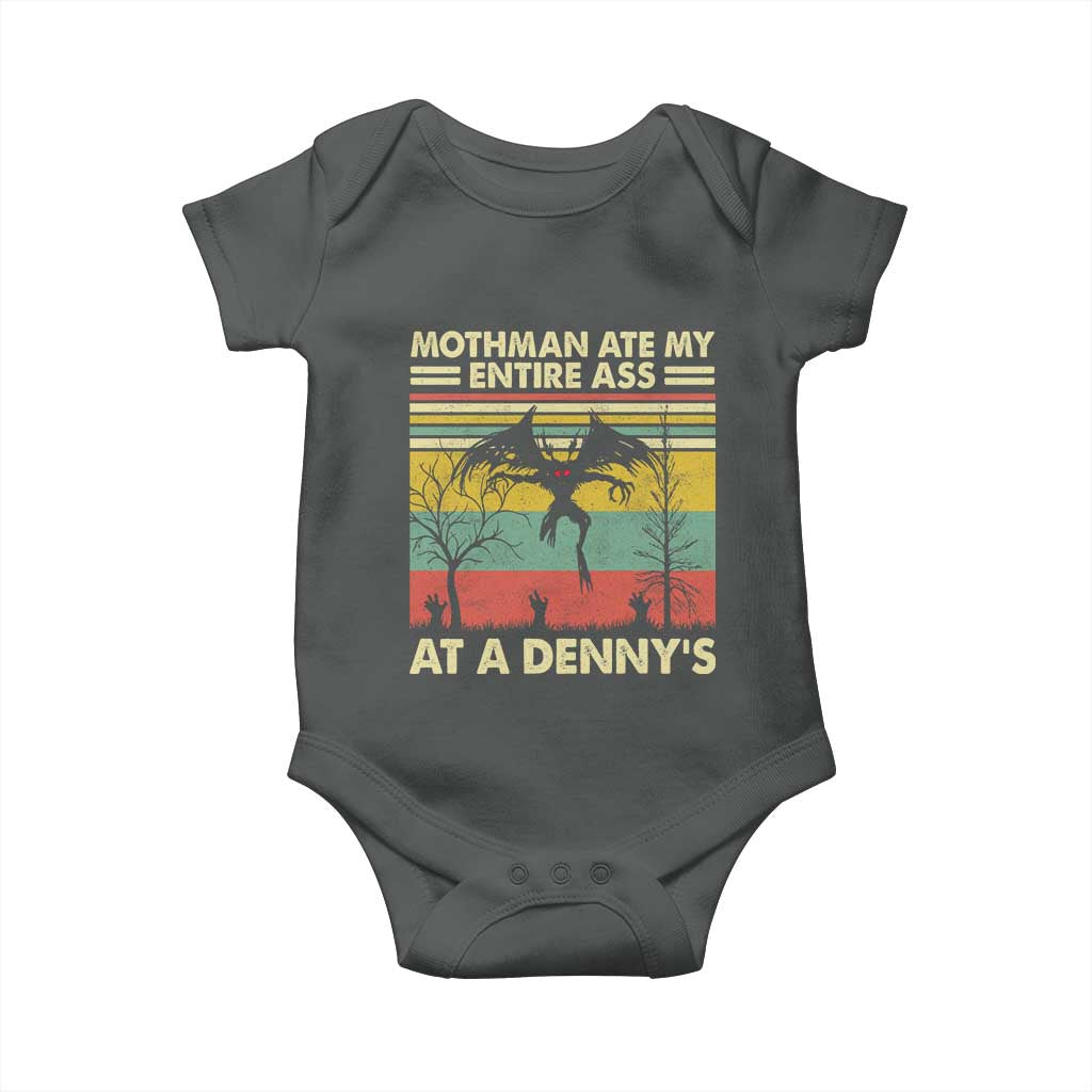 Funny Mothman Eat My Entire Ass Baby Onesie Vintage Cryptid Funny Mothman Meme TS10 Dark Heather Print Your Wear