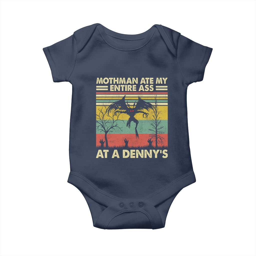 Funny Mothman Eat My Entire Ass Baby Onesie Vintage Cryptid Funny Mothman Meme TS10 Navy Print Your Wear