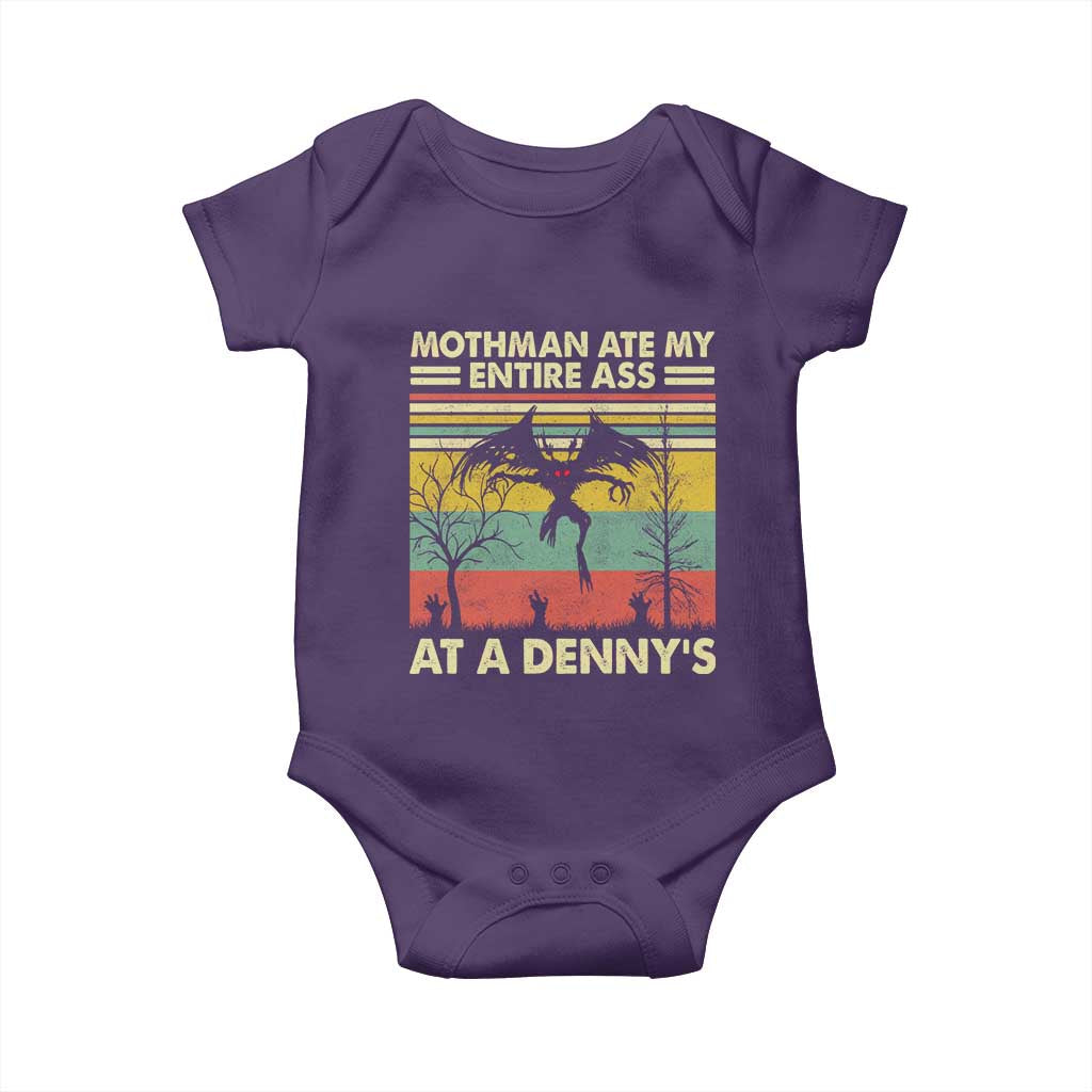 Funny Mothman Eat My Entire Ass Baby Onesie Vintage Cryptid Funny Mothman Meme TS10 Purple Print Your Wear