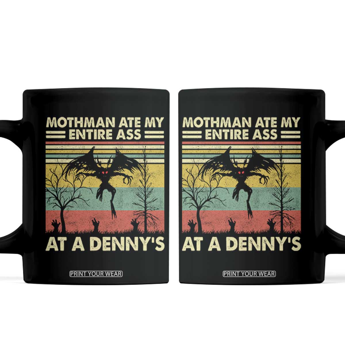 Funny Mothman Eat My Entire Ass Coffee Mug Vintage Cryptid Funny Mothman Meme - Print Your Wear