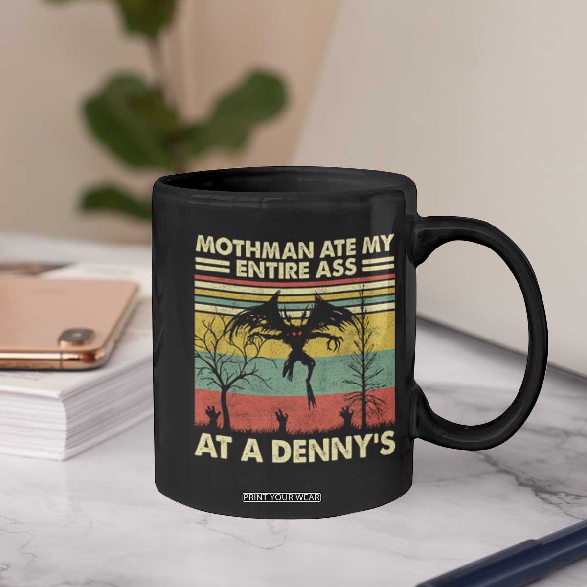 Funny Mothman Eat My Entire Ass Coffee Mug Vintage Cryptid Funny Mothman Meme TS10 Print Your Wear