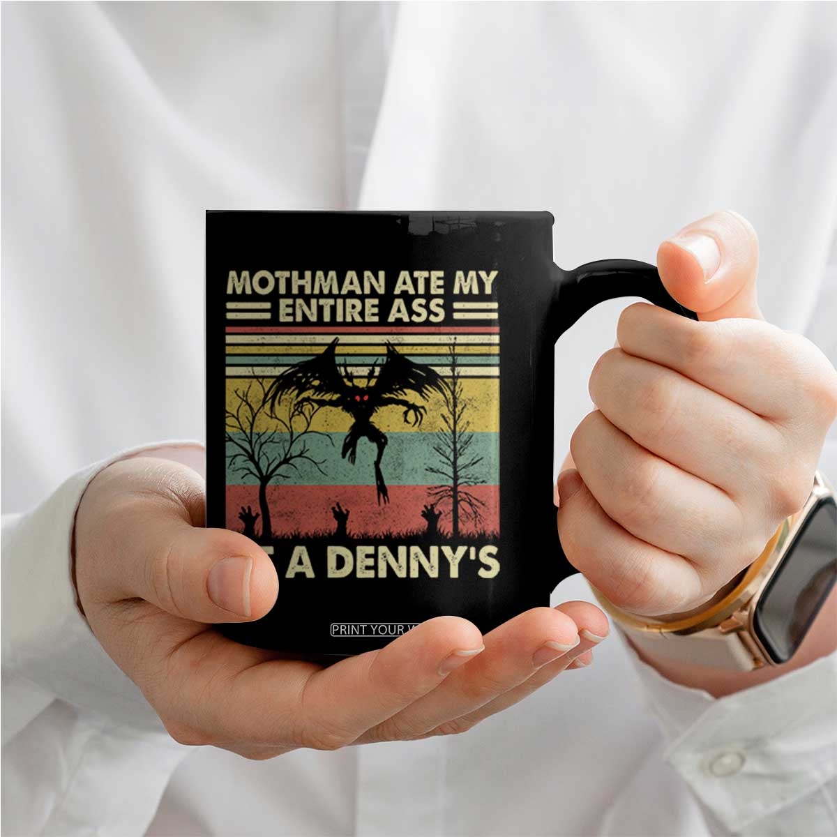 Funny Mothman Eat My Entire Ass Coffee Mug Vintage Cryptid Funny Mothman Meme - Print Your Wear