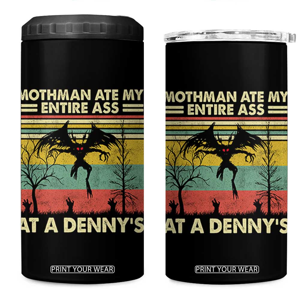 Funny Mothman Eat My Entire Ass 4 in 1 Can Cooler Tumbler Vintage Cryptid Funny Mothman Meme - Print Your Wear