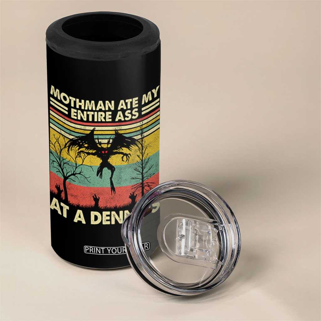 Funny Mothman Eat My Entire Ass 4 in 1 Can Cooler Tumbler Vintage Cryptid Funny Mothman Meme TS10 Print Your Wear