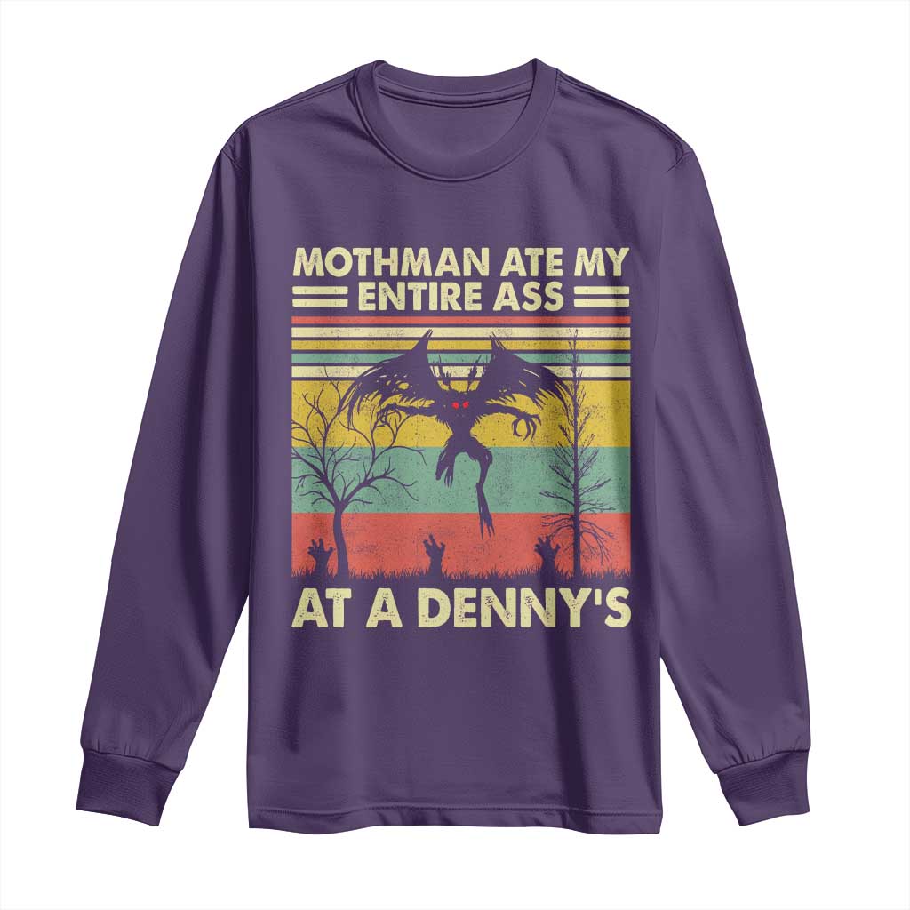 Funny Mothman Eat My Entire Ass Long Sleeve Shirt Vintage Cryptid Funny Mothman Meme TS10 Purple Print Your Wear