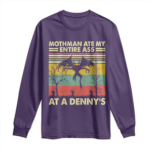 Funny Mothman Eat My Entire Ass Long Sleeve Shirt Vintage Cryptid Funny Mothman Meme TS10 Purple Print Your Wear