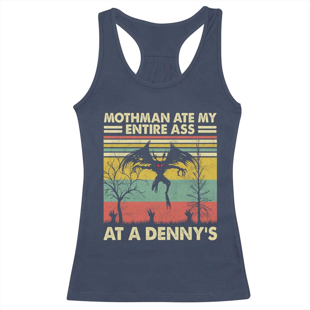 Funny Mothman Eat My Entire Ass Racerback Tank Top Vintage Cryptid Funny Mothman Meme TS10 Navy Print Your Wear
