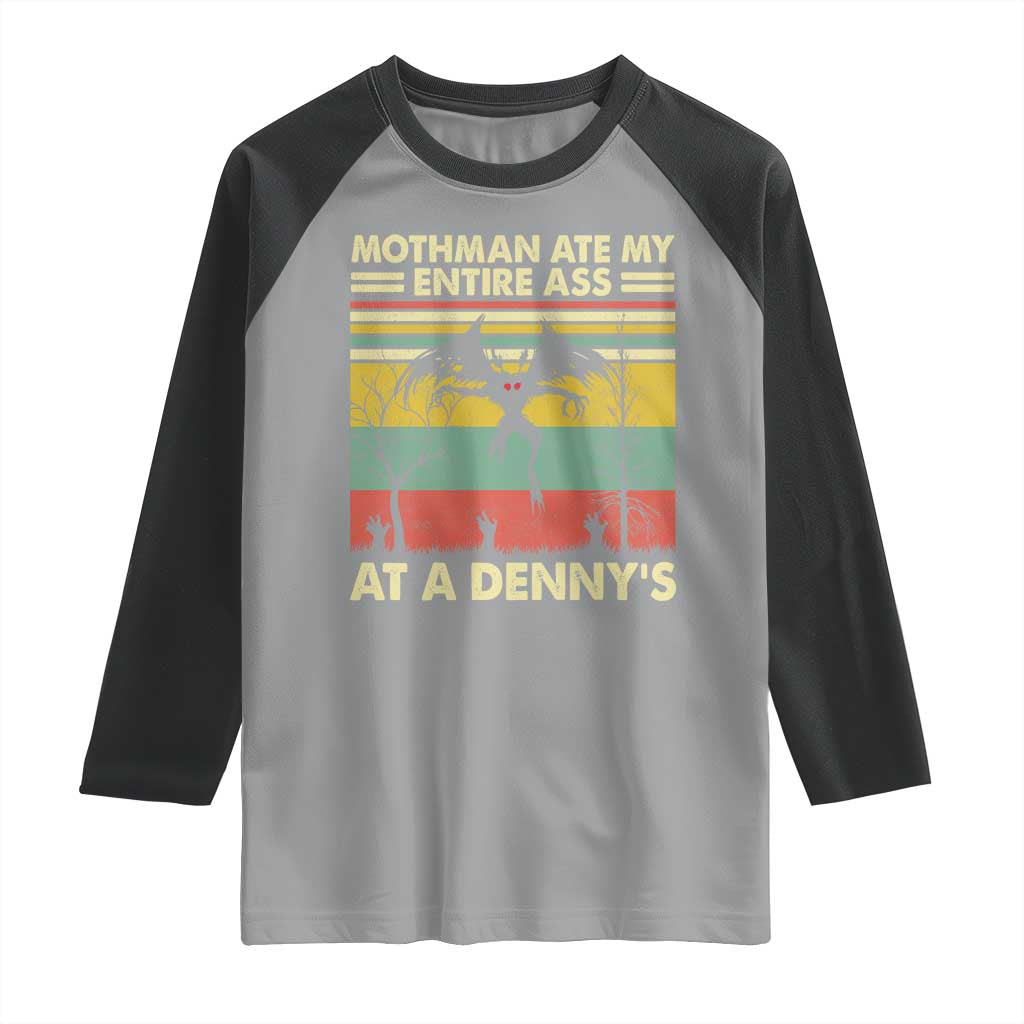 Funny Mothman Eat My Entire Ass Raglan Shirt Vintage Cryptid Funny Mothman Meme TS10 Sport Gray Black Print Your Wear