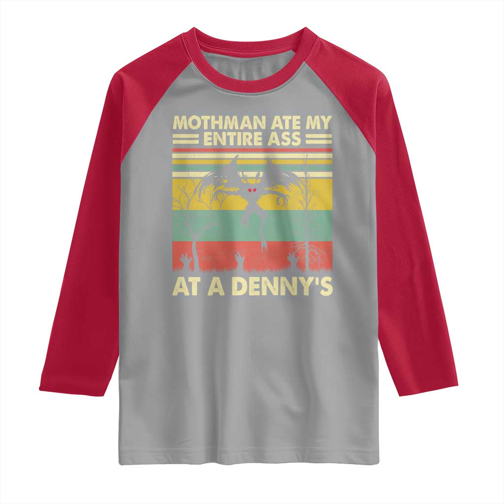 Funny Mothman Eat My Entire Ass Raglan Shirt Vintage Cryptid Funny Mothman Meme TS10 Sport Gray Red Print Your Wear