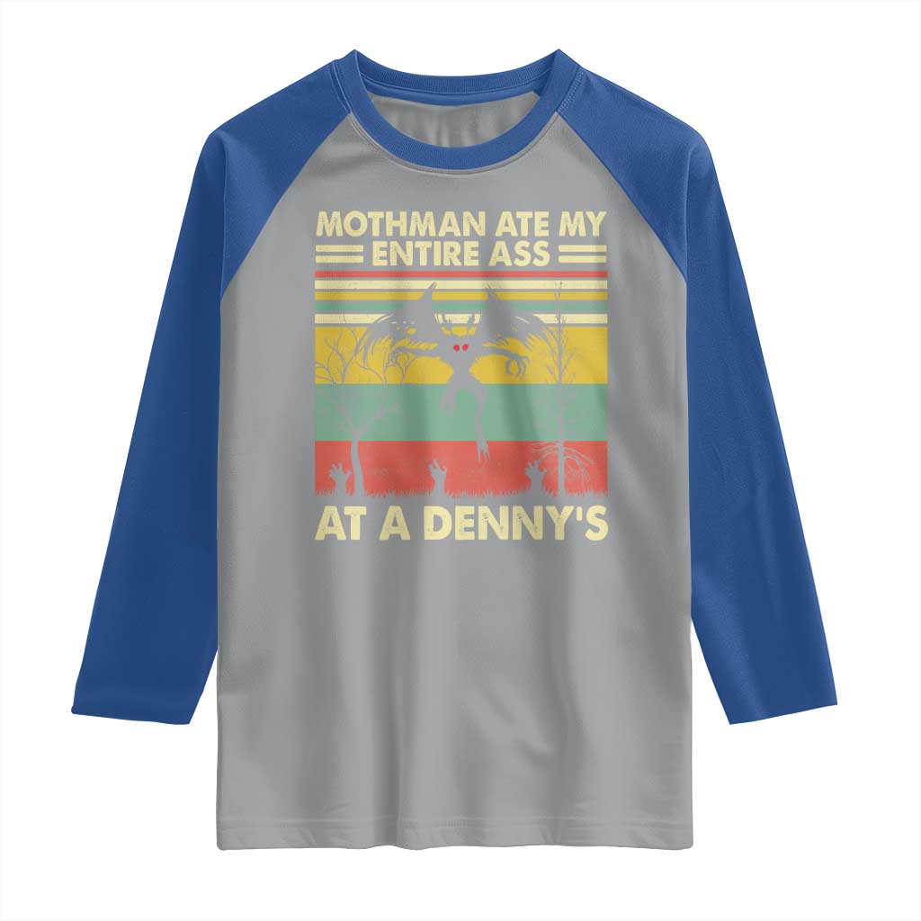 Funny Mothman Eat My Entire Ass Raglan Shirt Vintage Cryptid Funny Mothman Meme TS10 Sport Gray Royal Print Your Wear