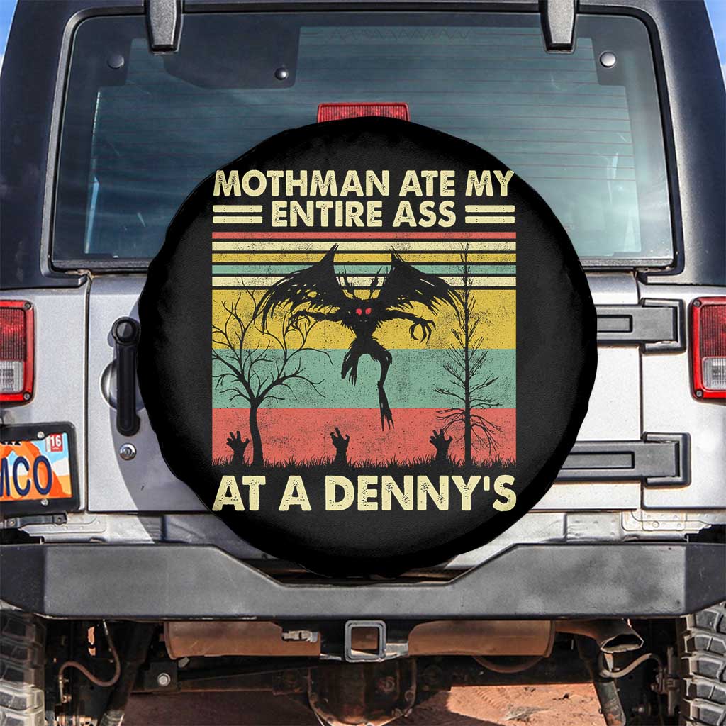 Funny Mothman Eat My Entire Ass Spare Tire Cover Vintage Cryptid Funny Mothman Meme TS10 No hole Black Print Your Wear