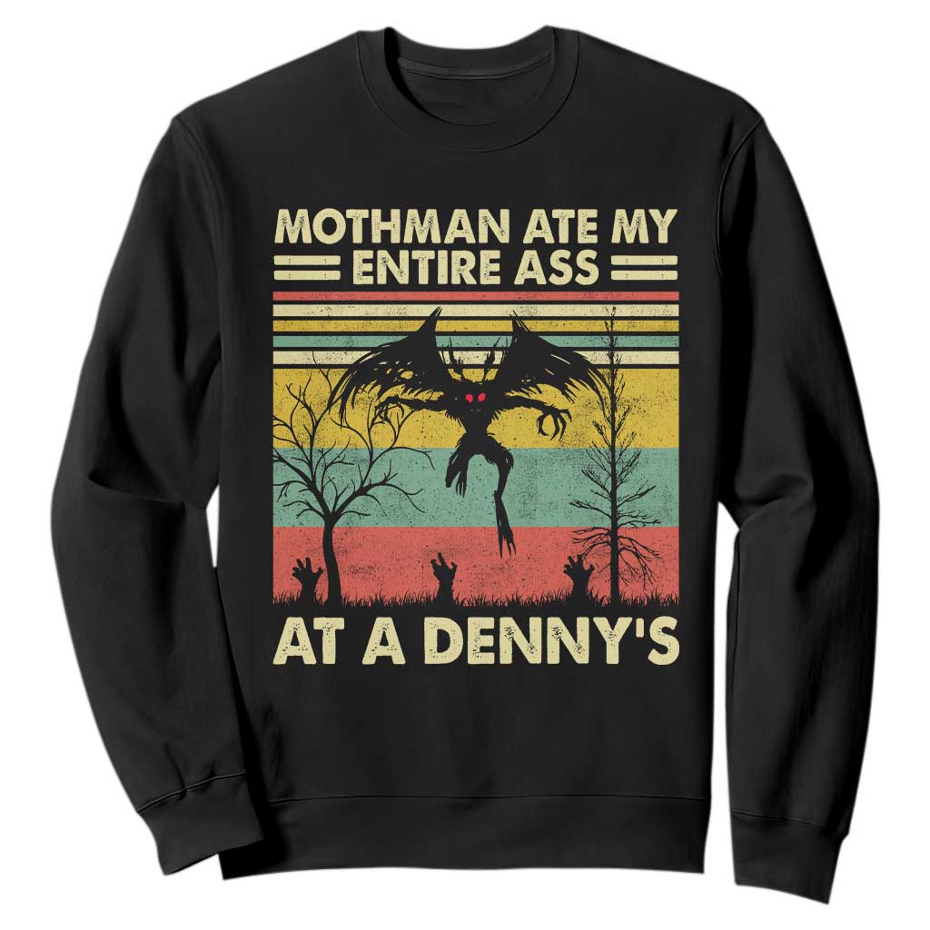 Funny Mothman Eat My Entire Ass Sweatshirt Vintage Cryptid Funny Mothman Meme TS10 Black Print Your Wear