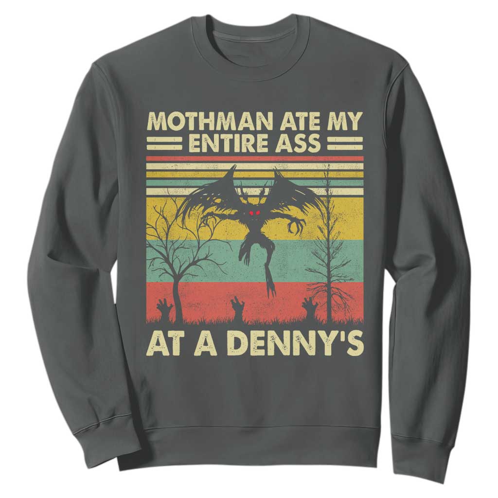 Funny Mothman Eat My Entire Ass Sweatshirt Vintage Cryptid Funny Mothman Meme TS10 Dark Heather Print Your Wear