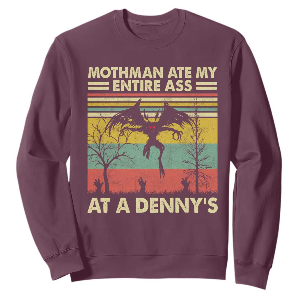 Funny Mothman Eat My Entire Ass Sweatshirt Vintage Cryptid Funny Mothman Meme TS10 Maroon Print Your Wear