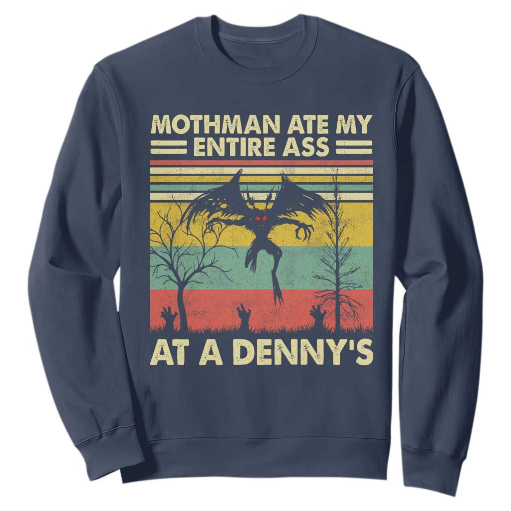 Funny Mothman Eat My Entire Ass Sweatshirt Vintage Cryptid Funny Mothman Meme TS10 Navy Print Your Wear