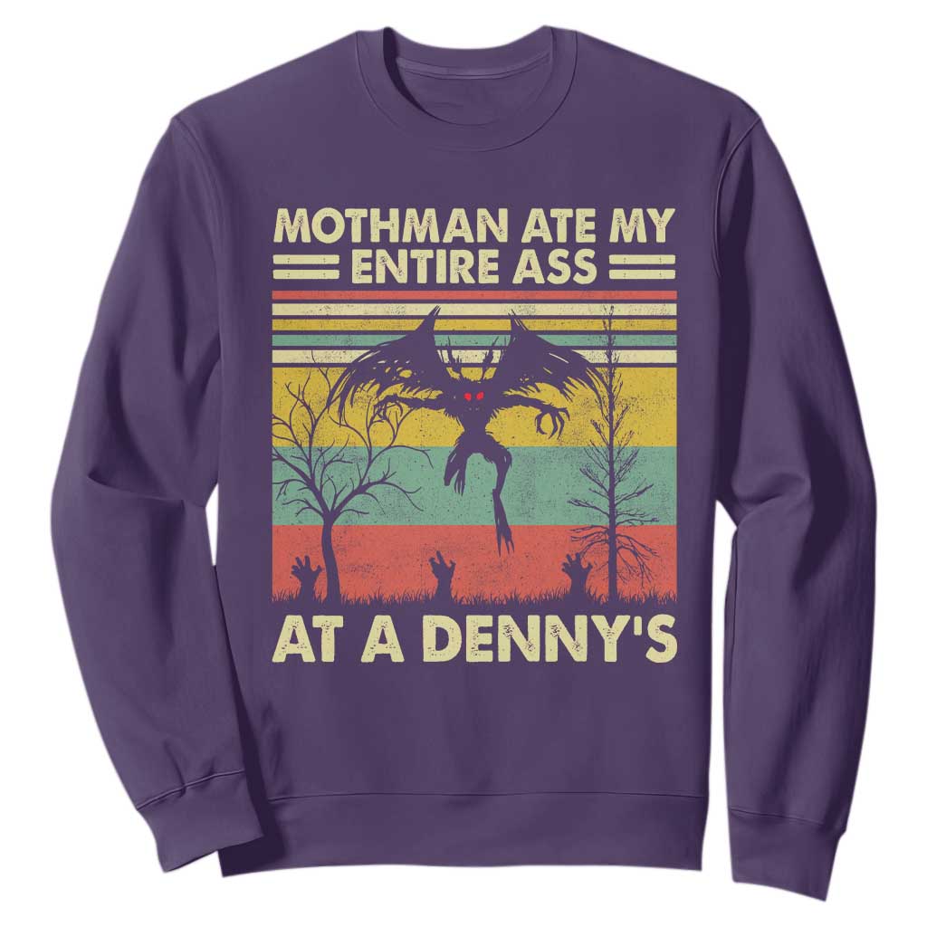 Funny Mothman Eat My Entire Ass Sweatshirt Vintage Cryptid Funny Mothman Meme TS10 Purple Print Your Wear
