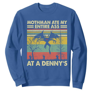 Funny Mothman Eat My Entire Ass Sweatshirt Vintage Cryptid Funny Mothman Meme TS10 Royal Blue Print Your Wear