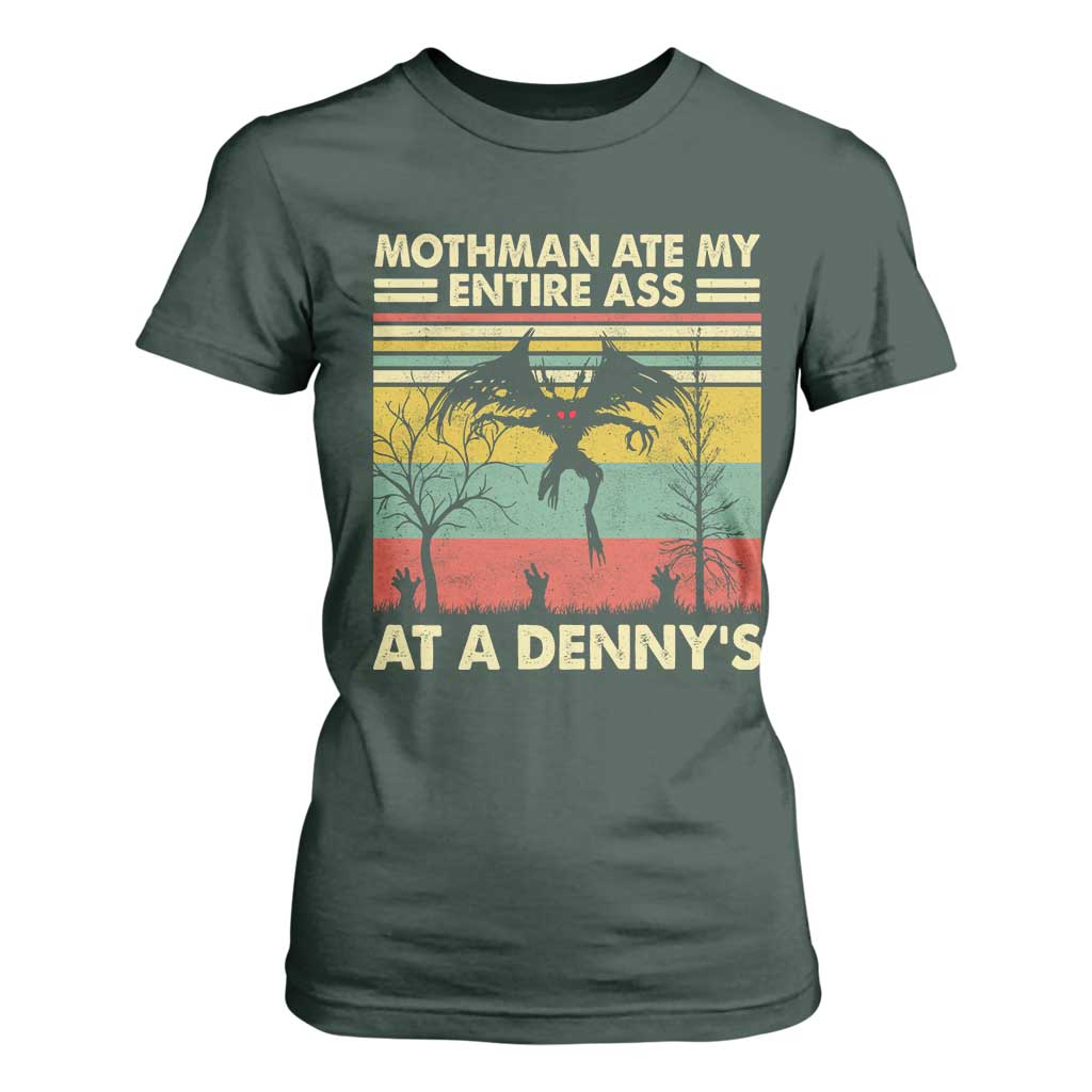Funny Mothman Eat My Entire Ass T Shirt For Women Vintage Cryptid Funny Mothman Meme TS10 Dark Forest Green Print Your Wear