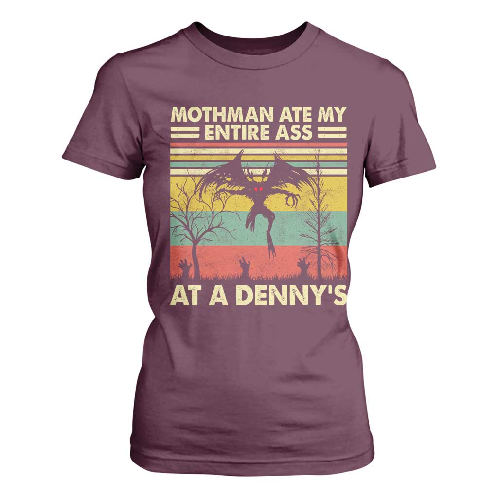 Funny Mothman Eat My Entire Ass T Shirt For Women Vintage Cryptid Funny Mothman Meme TS10 Maroon Print Your Wear