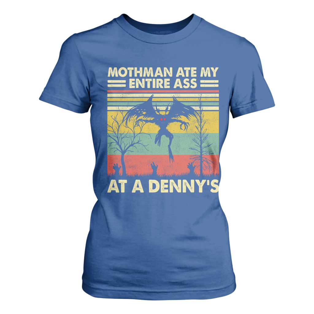 Funny Mothman Eat My Entire Ass T Shirt For Women Vintage Cryptid Funny Mothman Meme TS10 Royal Blue Print Your Wear