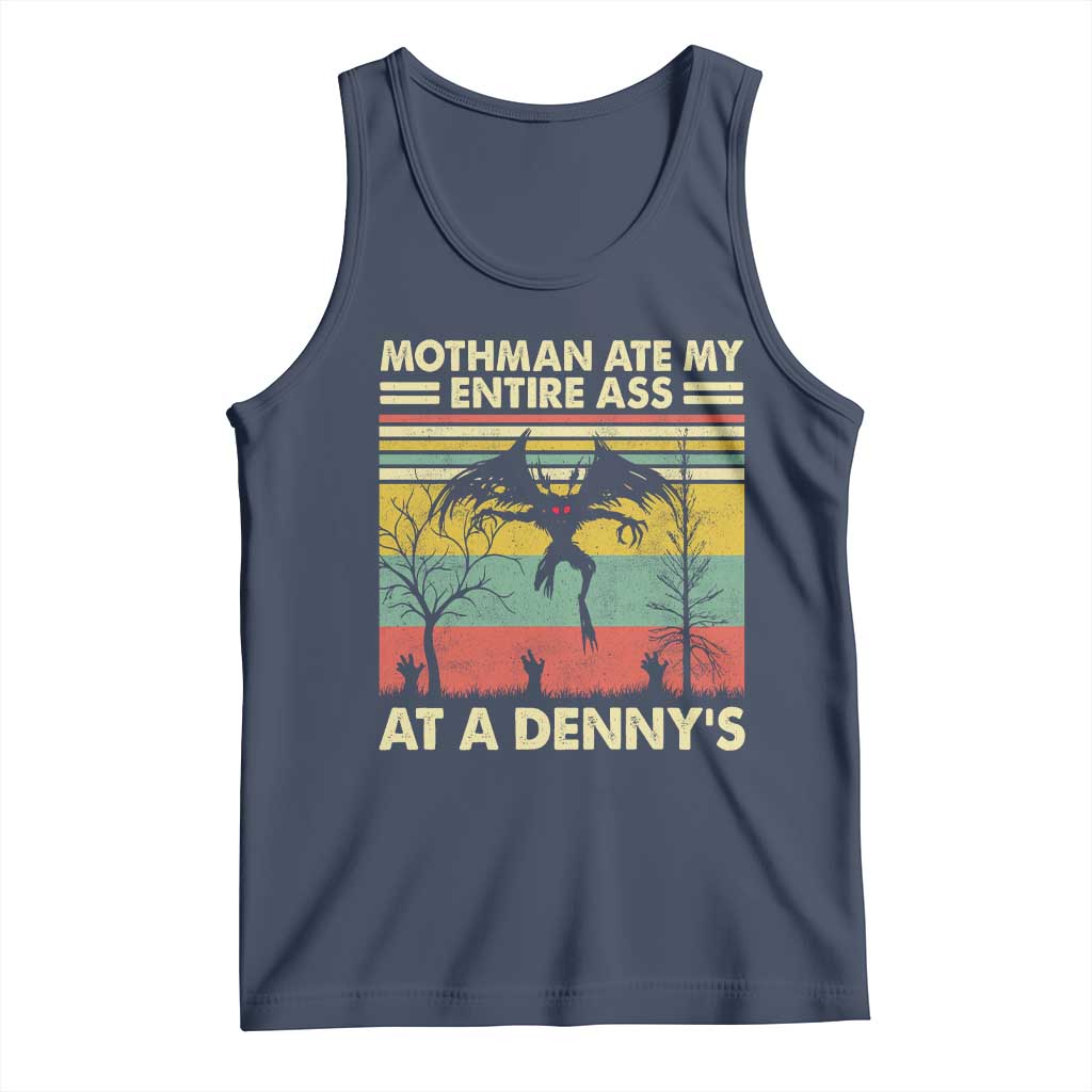 Funny Mothman Eat My Entire Ass Tank Top Vintage Cryptid Funny Mothman Meme TS10 Navy Print Your Wear